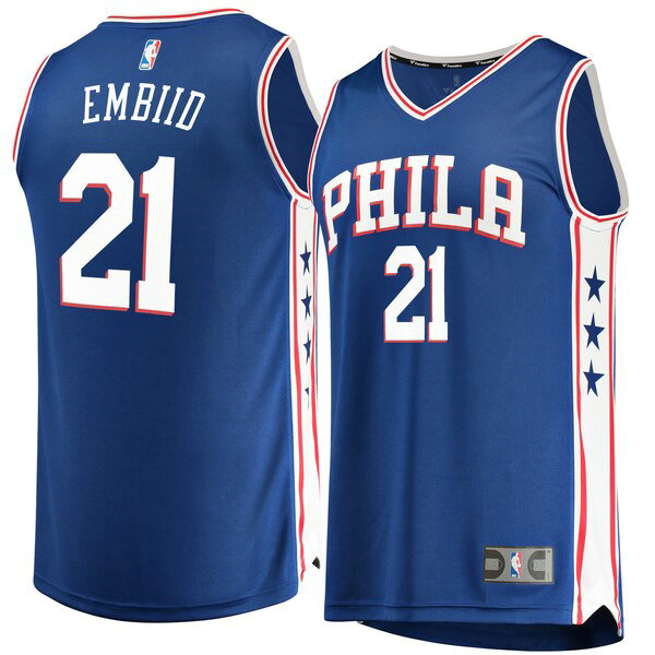 Maillot Philadelphia 76ers Homme Joel Embiid 21 Icon Edition Bleu